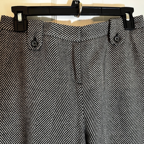 Willie Smith black & white WOOL herringbone wide-leg trousers Made in Italy - Picture 3 of 14